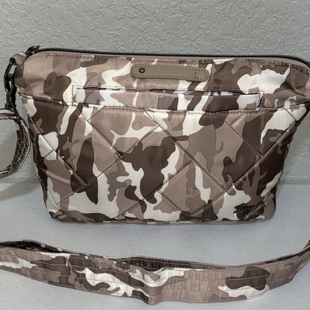 Lug Flare Crossbody Bag‎ Purse RFID Interior Camo Camouflage Sand Taupe Brown - Picture 2 of 11